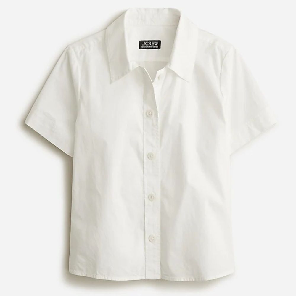 J. Crew Gamine Shirt in White Cotton Poplin